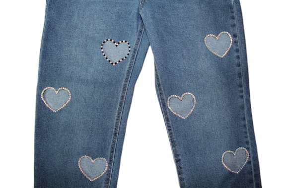 ◆THE MUSEUM VISITOR◆ HEART CUTOUT DENIM PANTS BLUE 12320 HGKPFGTF Heart Cutout Jeans for Women Baggy Wide Leg Y2k
