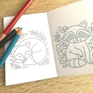 Printable MINI coloring book - Woodland animals - Zine