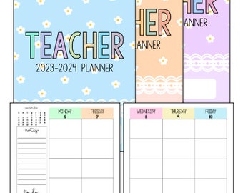 Teacher Planner, Pastel Planner, Printable Planner, Teacher Binder, Download and Print Teacher Planner 2023-2024 Teacher Planner, Education