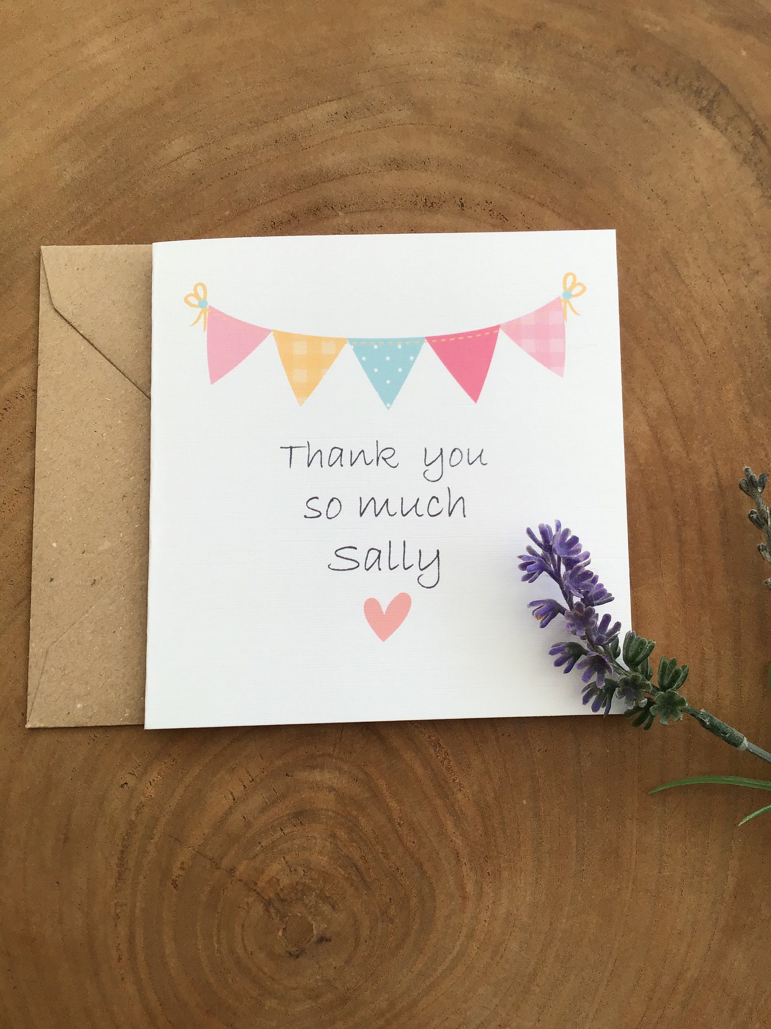 Personalised thank you card female personalised note card Etsy