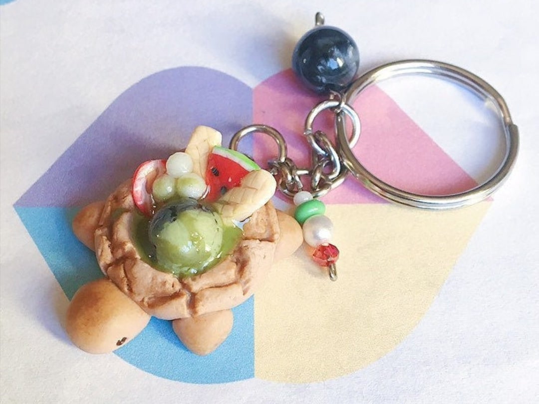 Melon Bun Turtle Dessert Polymer Clay Keychain Etsy