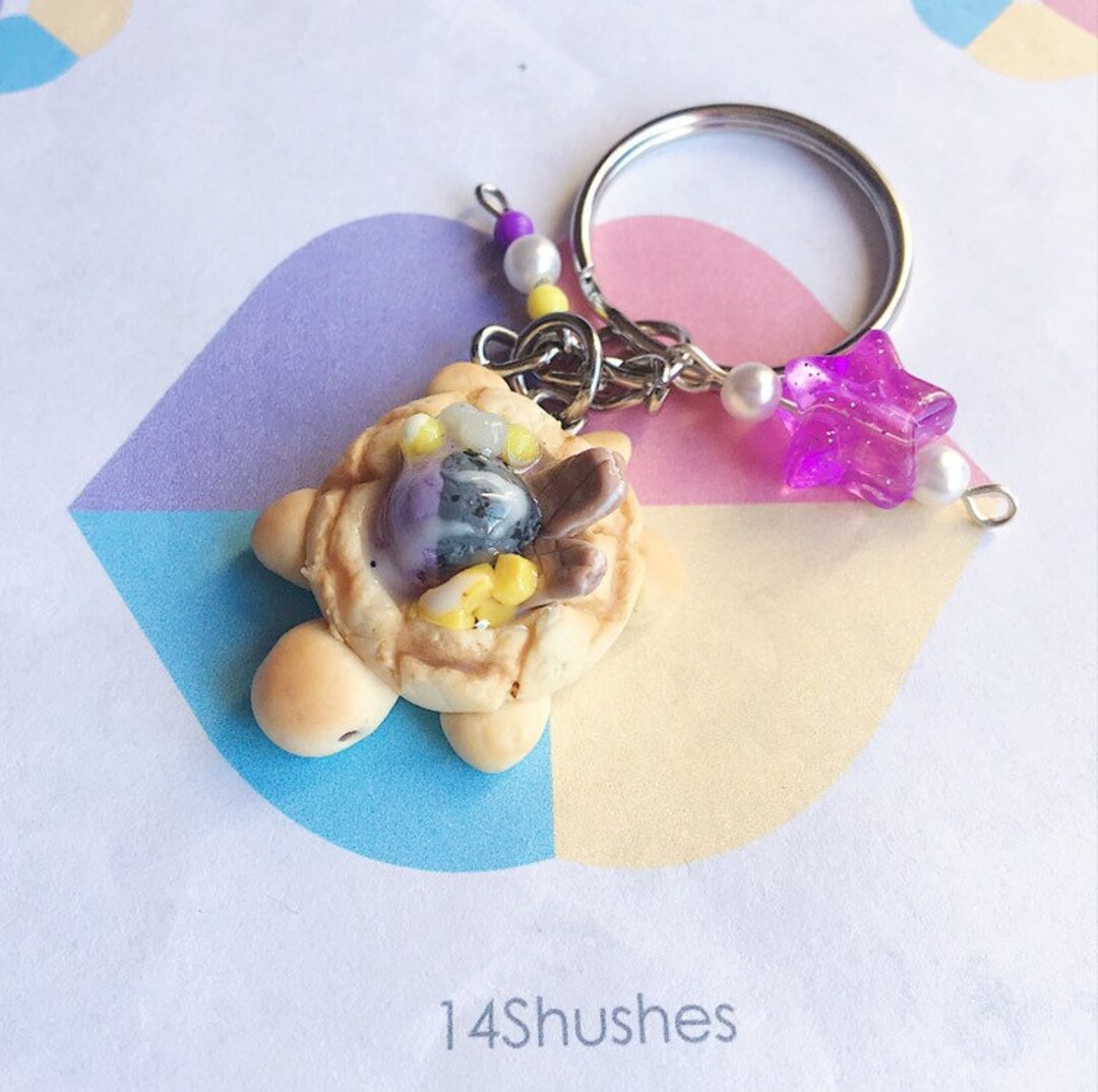 Melon Bun Turtle Dessert Polymer Clay Keychain Etsy