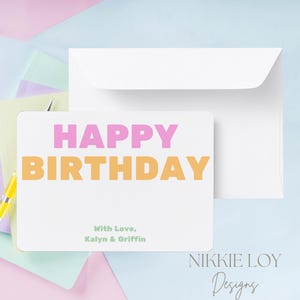 DIRECT DOWNLOADEN | Sjabloon verjaardagskaart | Afdrukbare gepersonaliseerde platte verjaardagskaart | 4 x 6 inch aanpasbaar Happy Birthday digitaal