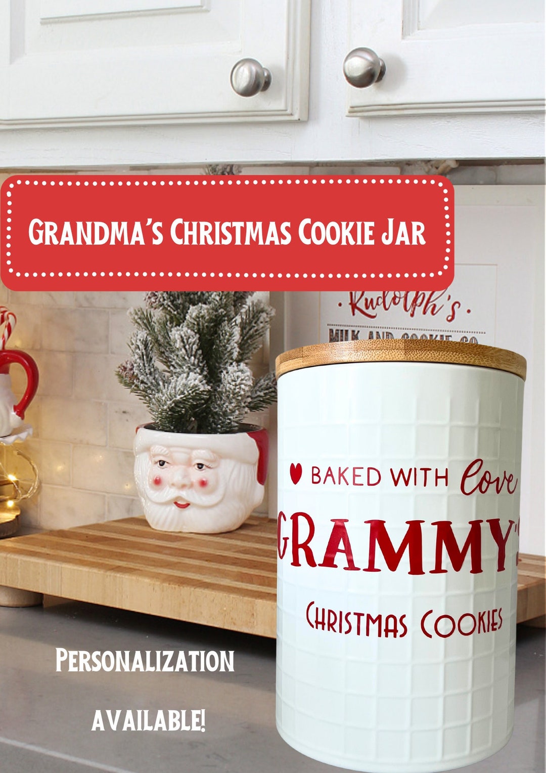 Christmas Cookie Jar, Personalized Grandma's Cookie Jar Holiday Gift