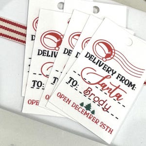 Cadeaukaartjes voor levering kerst Noordpool | Gepersonaliseerde set van 12 | Cadeaulabels kerstman kinderen | Santa Express Mail-cadeaukaartje geopend op 25 december