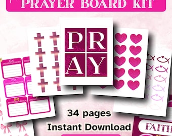 Prayer Board kit Printable, Pink Vision Board Kit, 2026 prayer cards, Prayer Board Envelope, Prayer Journal Printable