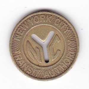 NYC New York City Transit Authority Subway Token - Large Cut Out &quot;Y&quot; 1970-1980
