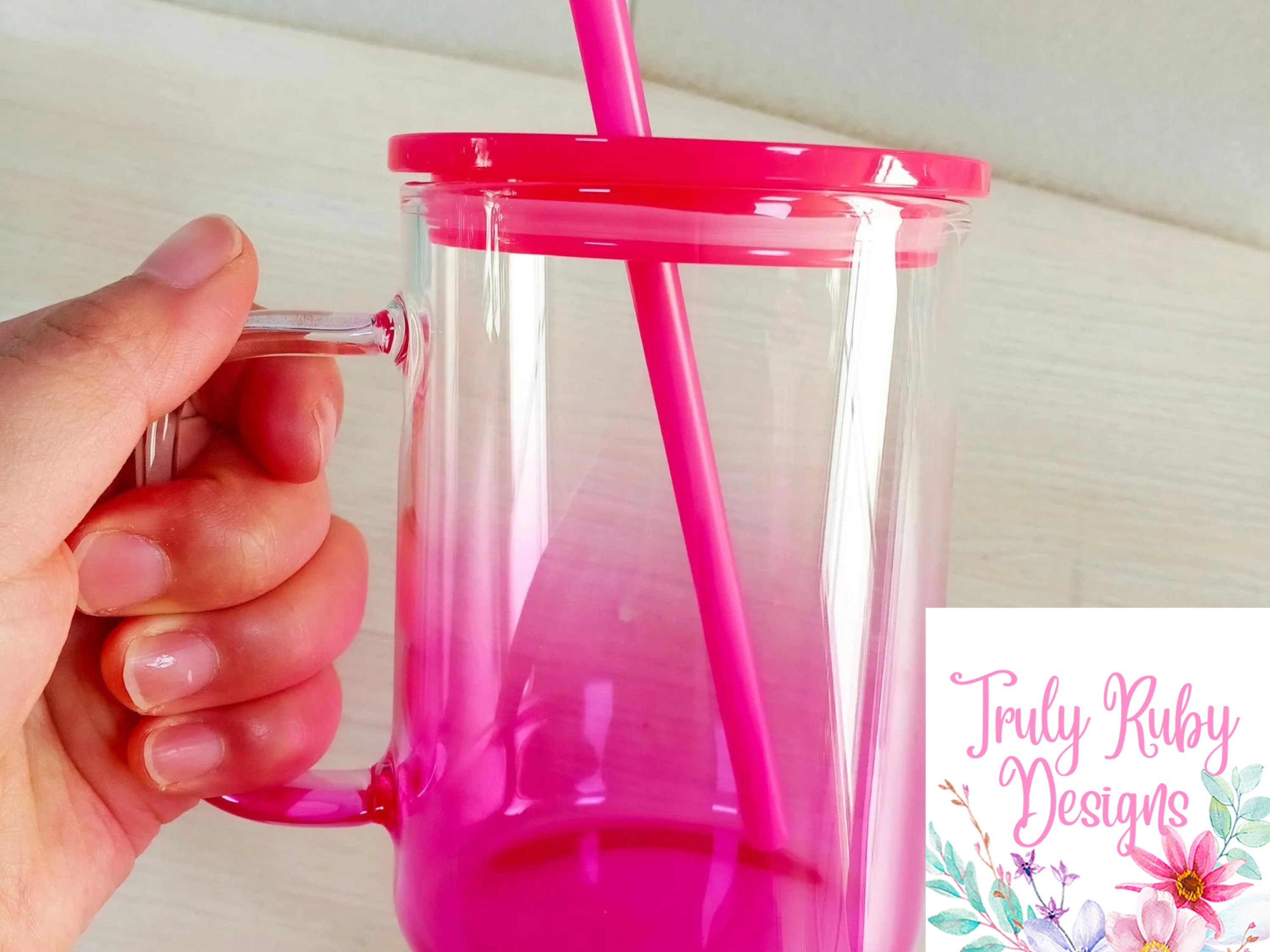Designer Acrylic Paisley Pink Drinking Glasses Hi Ball Set of 4 (17oz) –  Fashions for Home