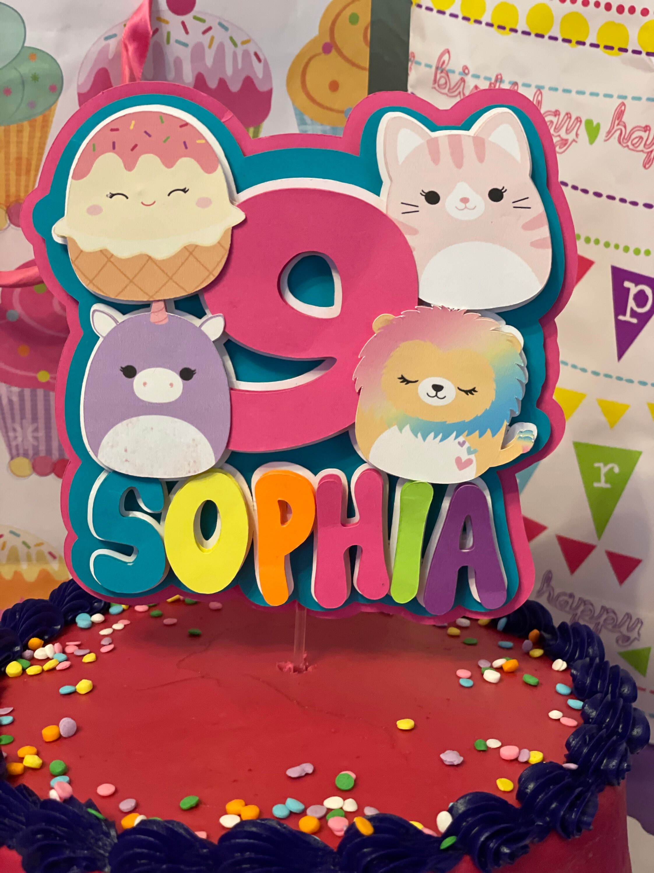 Squish Mallow Cake Topper Birthday Cake Topper Birthday Decor Party