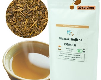 Miyazaki's Finest Organic Hojicha Loose Leaf tea (Roasted Japanese green tea) -100g bag