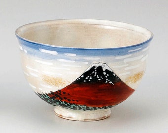 Kyo/Kiyomizu ware Mount Fugi Illustration Matcha Bowl