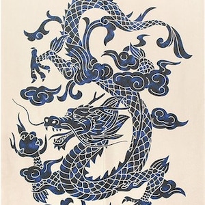 Noren Japanese Curtains: Blue Dragon Elegance