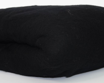 BLACK- American Farm, Merino Wool Batt- Needle Felting, Wet Felting, Spinning