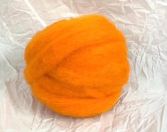 ORANGE - Laine de ferme américaine - Mèches de laine de qualité moyenne pour le feutrage, le filage, le tissage et l'art fibre