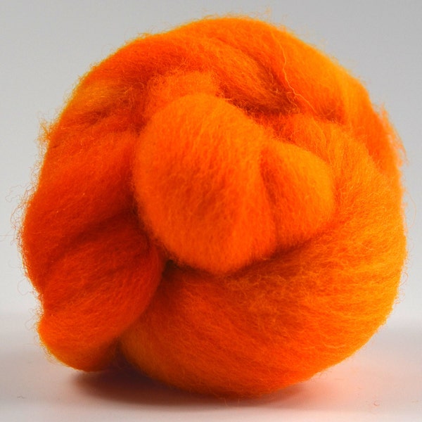 ORANGE- American Farm Wool- Medium Grade Wool Roving for Felting, Spinning, Weaving, Fiber Art