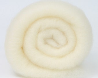 Mini-Batt: NATURAL WHITE- Medium Grade Wool Batting for Felting, Spinning, Weaving, Fiber Art