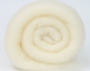 Mini-Batt: NATURAL WHITE- Medium Grade Wool Batting for Felting, Spinning, Weaving, Fiber Art