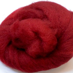 FIRE RED- American Farm Wool- Medium Grade Wool Roving for Felting, Spinning, Weaving, Fiber Art