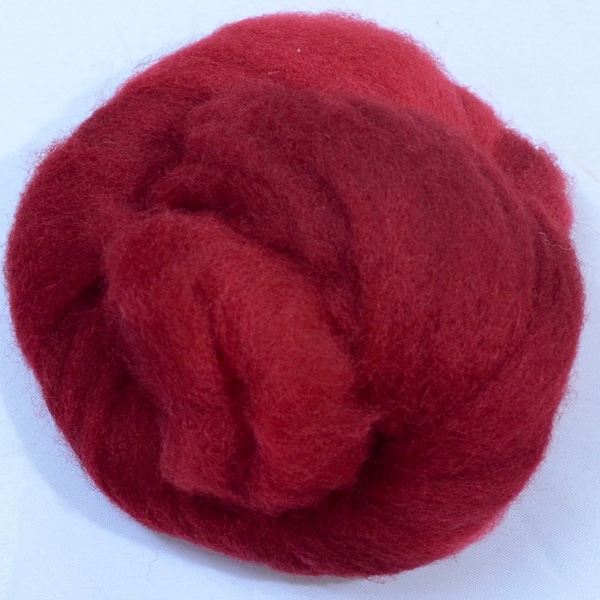 FIRE RED- American Farm Wool- Merino Wool Roving for Felting, Spinning, Weaving, Fiber Art