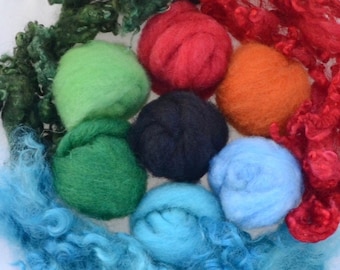 FELTING KIT #2: for beginners to experianced, 10 colors