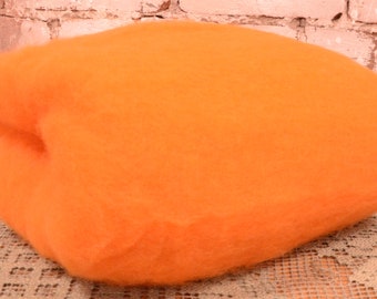 PUMPKIN ORANGE- American Farm, Merino Wool Batt- Needle Felting, Wet Felting, Spinning