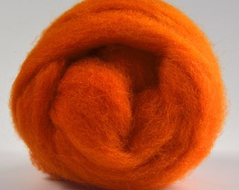 ORANGE CITROUILLE - Laine de ferme américaine - Mèches de laine de qualité moyenne pour le feutrage, le filage, le tissage, l'art fibreux