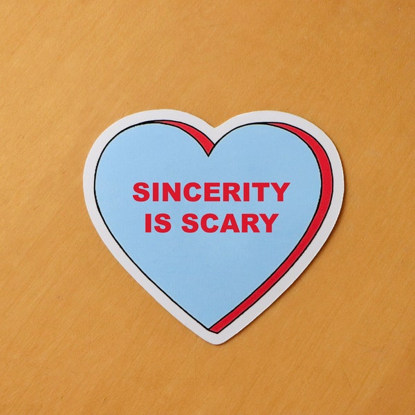 Sincerity is Scary The 1975 Matty Healy Candy Heart Vinyl Sticker Pink/Blue Valentine