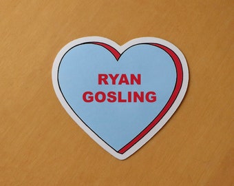 Ryan Gosling Candy Heart Vinyl Sticker Pink/Blue