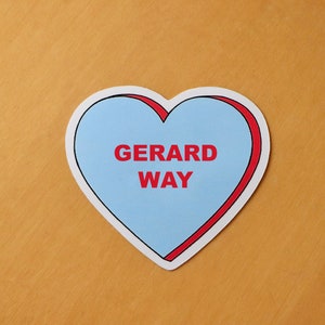 Gerard Way Candy Heart Vinyl Sticker Pink/Blue MCR Valentine