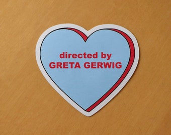 Directed by Greta Gerwig Candy Heart Vinyl Sticker Pink/Blue