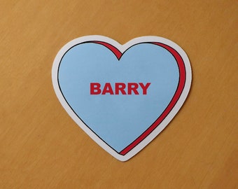 Barry Candy Heart Vinyl Sticker Pink/Blue Bill Hader