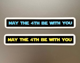 May the 4th Be With You Yellow & Blue Vinyl Sticker Pair