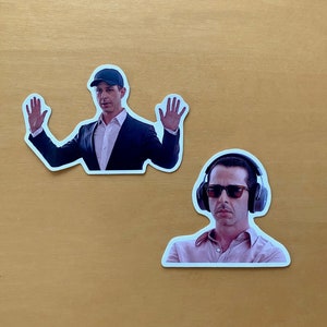 Kendall Roy Vinyl Sticker Pair Jeremy Strong Succession Funny Face Headphones