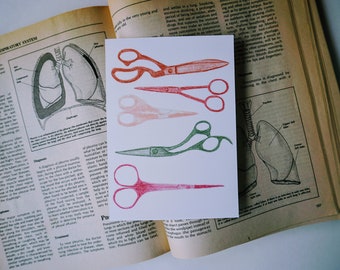 Scissors Postcard Mini Print - Colored Pencil Drawing - Gift for Seamstresses, Makers, Crafters, Designers, Creators