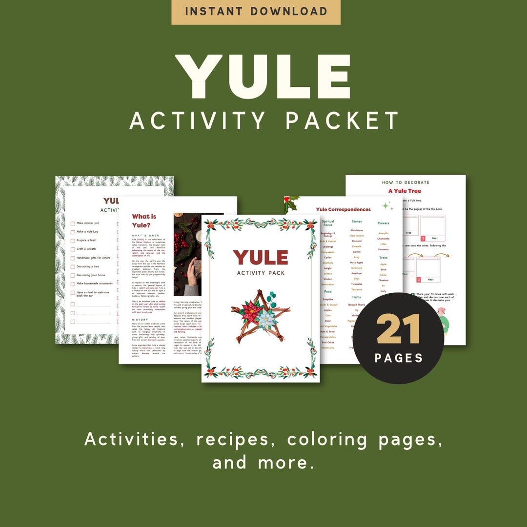 Yule Sabbat Printable Activity Pack | Sabbat Printables | Pagan Sabbat ...