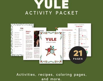 Pack d&#39;activités imprimable Yule Sabbat | Imprimables du Sabbat | Impressions du Sabbat païen | Cahier d&#39;exercices de Noël | Activités de Noël | Activités de Noël