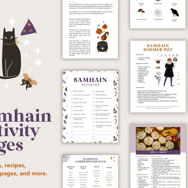 Samhain Sabbat Printable Activity Pack | Sabbat Printables | Pagan Sabbat Printables | Halloween Workbook | Halloween Activities | Halloween
