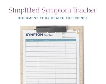 Symptom Tracker | Simplified Wellness Journal | Printable Medical Planner | Chronic Illness | Chronic Illness Tracker | Illness Tracking