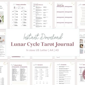 Lunar Cycle Tarot Journal | Tarot Workbook | Tarot Worksheets | Printable Tarot Journal | Tarot Spreads | Tarot Deck Notebook | Tarot Study