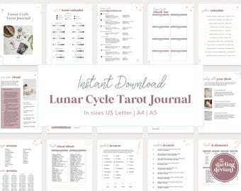 Journal de tarot du cycle lunaire | Cahier d'exercices de tarot | Feuilles d'exercices pour le tarot | Journal de tarot imprimable | Tarots à tartiner | Carnet de jeu de tarot | Étude de tarot