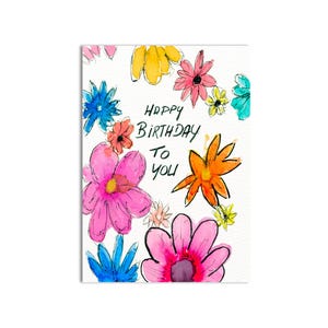 Geburtstagskarte Postkarte Grußkarte | Handgemaltes Aquarell mit Blumen |  DIN A6  Print | Kunstdruck | umweltfreundliches Papier