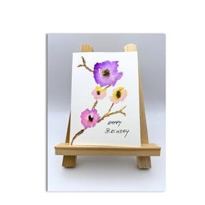 Handgemaltes Aquarell mit Blumen im Postkartenformat DIN A6  Einzelstück Unikat kein Print