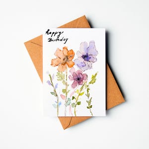 Handgemaltes Aquarell mit Wildblumen im Postkartenformat DIN A6   Kunstdruck auf umweltfreundlichem Premium Aquarellpapier