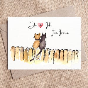 Grußkarte Du und Ich  - für Immer| Printversion meiner handgemalten Postkarte | Mottokarte | Karte mit Spruch | DIN A 6 | Katzenfreunde