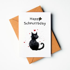 Geburtstagskarte "Happy Schnurrsday" Geburtstagskarte mit Katzen DIN A 6 Postkarte Geburtstag lustige Geburtstagskarte Katzenkarte