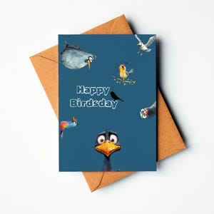 Geburtstagskarte "Happy Birdsday" Humorvolle Geburtstagskarte mit Vögeln DIN A 6 Postkarte Geburtstag lustige Geburtstagskarte