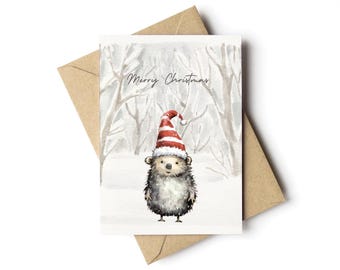 Lustige Weihnachtskarte mit Igel – Frohe Weihnachten – Humorvolle Postkarte mit Tiermotiv niedlicher Weihnachtsgruß als Postkarte  Din A 6