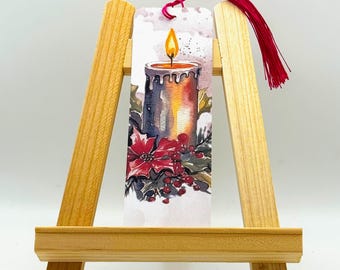 Lesezeichen Weihnachten als Set | 5 festliche Kerzenmotive auf hochwertigem 350g Satinpapier