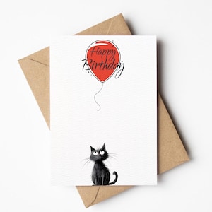 Postkarte Geburstag Geburtstagskarte Happy Birthday | Katzenkarte | DIN A 6 | Umweltfreundliches Aquarellpapier