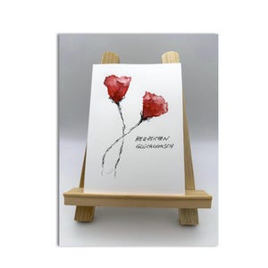 Handgemaltes Aquarell mit Blumen im Postkartenformat DIN A6 auf Aquarellpapier Einzelstück Unikat kein Print